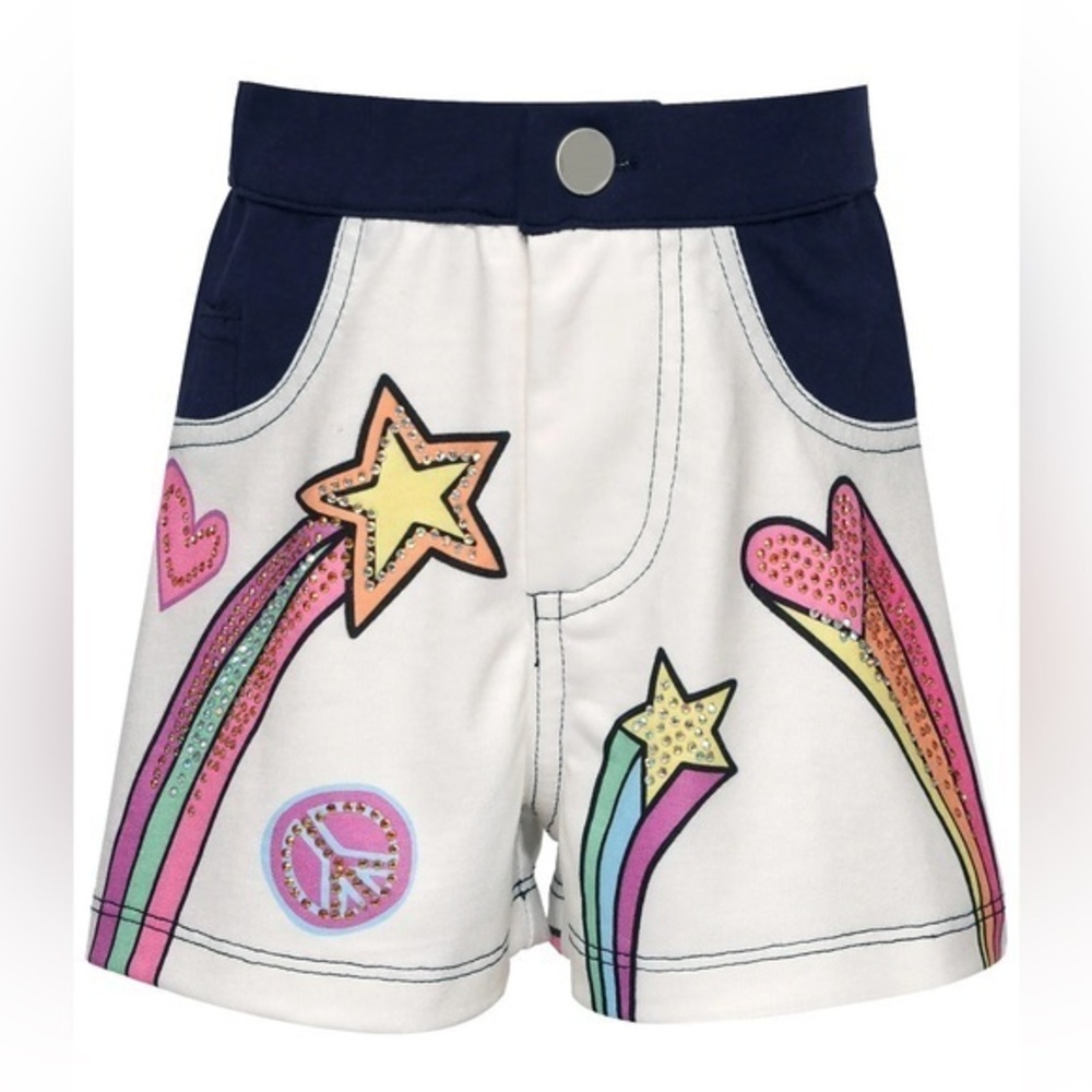 Baby Sara 2 Tone Shooting Star & Heart Print Shorts Size 7 NWT